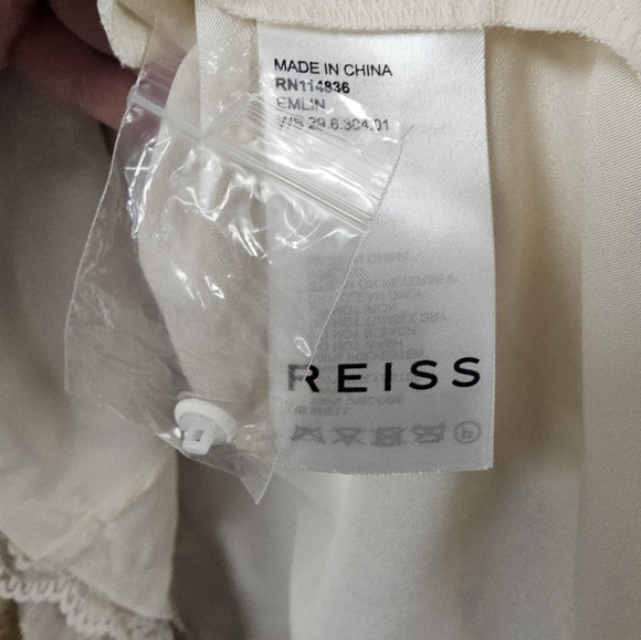 Reiss Emlin Floral Printed MIDI‎ Dress Ivory Yellow Fairy Cottage Lace NWOT - Picture 8 of 13